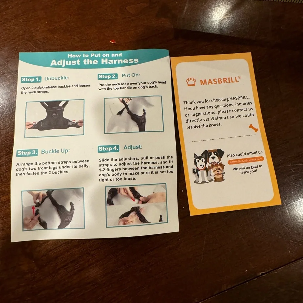 NWT MASBRILL Padded Adjustable Reflective Dog Harness In Sz L
